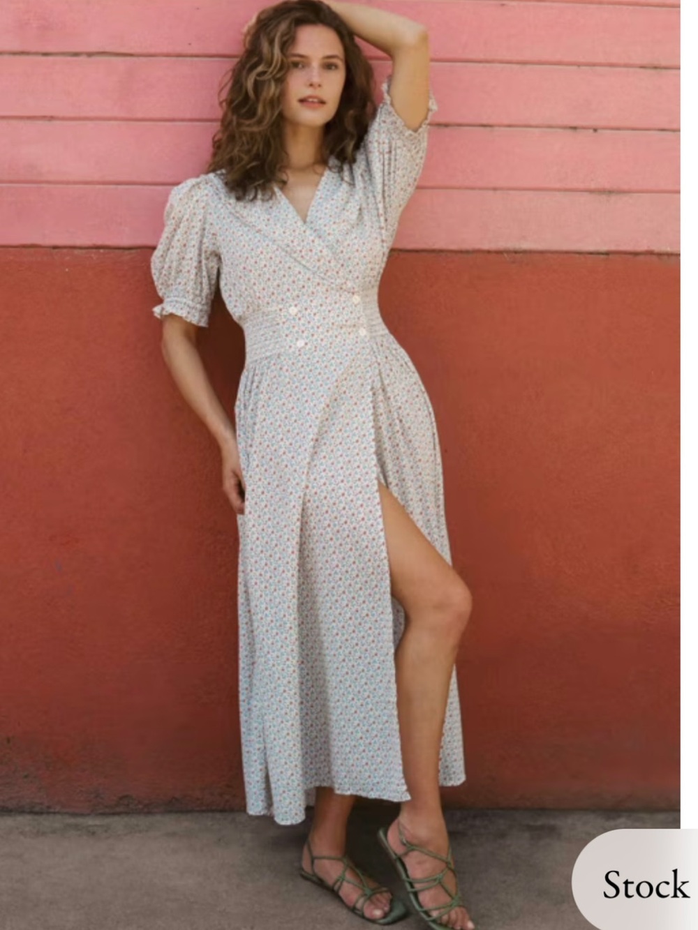 Christy Dawn Light Blue Floral Wrap Maxi Dress